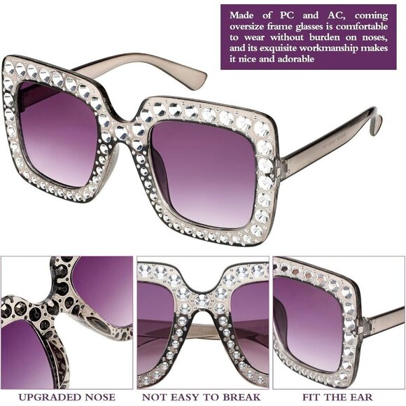 20 Pairs Rhinestone Sunglasses Bling Glitter Disco Retro Sun Shades for Women main image 7